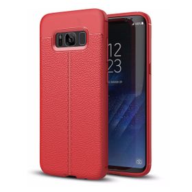 Microsonic Samsung Galaxy S8 Deri Dokulu Kırmızı Silikon Kılıf