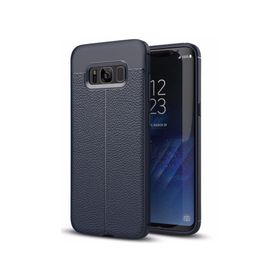 Microsonic Samsung Galaxy S8 Deri Dokulu Lacivert Silikon Kılıf