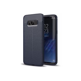 Microsonic Samsung Galaxy S8 Plus Deri Dokulu Silikon Lacivert Cep Telefonu Kılıfı
