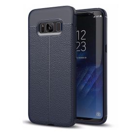 Microsonic Samsung Galaxy S8 Plus Deri Dokulu Silikon Lacivert Cep Telefonu Kılıfı