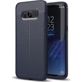 Microsonic Samsung Galaxy S8 Plus Deri Dokulu Silikon Lacivert Cep Telefonu Kılıfı
