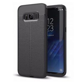 Microsonic Samsung Galaxy S8 Plus Deri Dokulu Silikon Siyah Kılıf