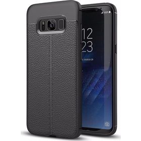 Microsonic Samsung Galaxy S8 Plus Deri Dokulu Silikon Siyah Kılıf