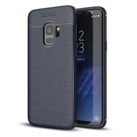 Microsonic Samsung Galaxy S9 Deri Dokulu Silikon Lacivert Kılıf