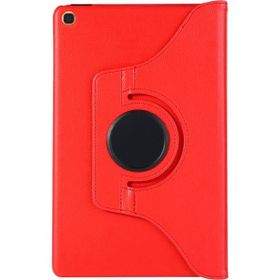 Microsonic Samsung Galaxy Tab A 10.1 İnç T510 360 Rotating Stand Deri Kırmızı Kılıf