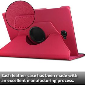 Microsonic Samsung Galaxy Tab A 10.1inç T580 360 Rotating Stand Deri Pembe Kılıf