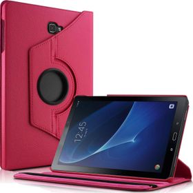 Microsonic Samsung Galaxy Tab A 10.1inç T580 360 Rotating Stand Deri Pembe Kılıf