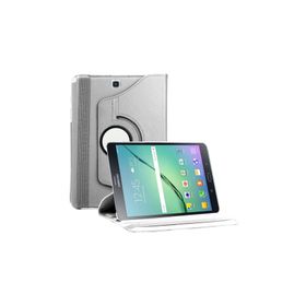 Microsonic Samsung Galaxy Tab S2 8.0inç 360 Dönerli Stand Deri Gümüş Kılıf