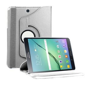 Microsonic Samsung Galaxy Tab S2 8.0inç 360 Dönerli Stand Deri Gümüş Kılıf
