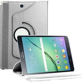 Microsonic Samsung Galaxy Tab S2 8.0inç 360 Dönerli Stand Deri Gümüş Kılıf