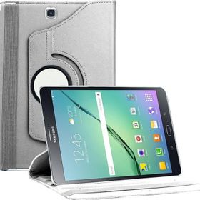 Microsonic Samsung Galaxy Tab S2 8.0inç 360 Dönerli Stand Deri Gümüş Kılıf
