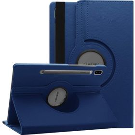 Microsonic Samsung Galaxy Tab S7 Plus T970 Lacivert Deri 360 Rotating Stand Telefon Kılıfı