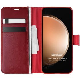 Microsonic Samsung Galaxy Uyumlu S23 Fe Delux Leather Wallet Cep Telefonu Kılıfı