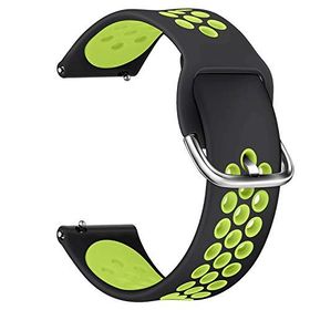 Microsonic Samsung Galaxy Watch 3 45 mm Rainbow Sport Band için Siyah Yeşil Kordon