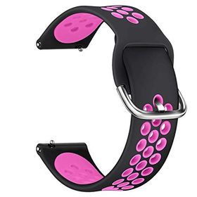 Microsonic Samsung Galaxy Watch 3 45 mm Rainbow Sport Band Siyah Koyu Pembe Uyumlu Kordon