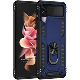 Microsonic Samsung Galaxy Z Flip 3 Military Ring Holder Lacivert Cep Telefonu Kılıfı