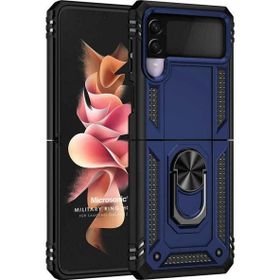 Microsonic Samsung Galaxy Z Flip 3 Military Ring Holder Lacivert Cep Telefonu Kılıfı