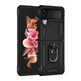 Microsonic Samsung Galaxy Z Flip 3 Military Ring Holder Siyah Cep Telefonu Kılıfı