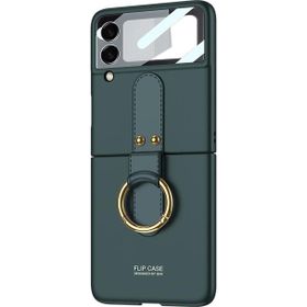 Microsonic Samsung Galaxy Z Flip 3 Ring Fall Platinum Koyu Yeşil Cep Telefonu Kılıfı