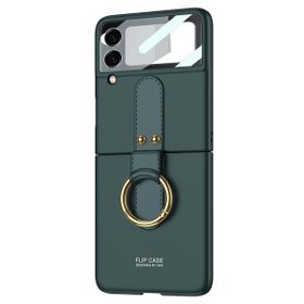 Microsonic Samsung Galaxy Z Flip 3 Ring Fall Platinum Koyu Yeşil Cep Telefonu Kılıfı