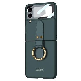 Microsonic Samsung Galaxy Z Flip 3 Ring Fall Platinum Koyu Yeşil Cep Telefonu Kılıfı