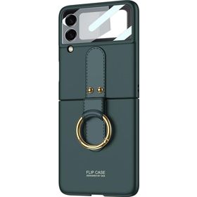 Microsonic Samsung Galaxy Z Flip 3 Ring Fall Platinum Koyu Yeşil Cep Telefonu Kılıfı