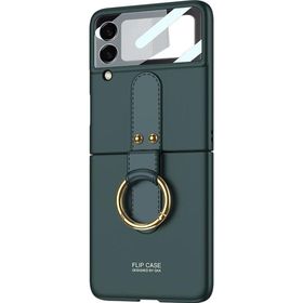 Microsonic Samsung Galaxy Z Flip 3 Ring Fall Platinum Koyu Yeşil Cep Telefonu Kılıfı