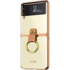 Microsonic Samsung Galaxy Z Flip 3 Ring Loft Clear Gold Cep Telefonu Kılıfı