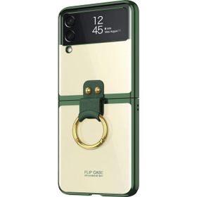 Microsonic Samsung Galaxy Z Flip 3 Ring Loft Clear Koyu Yeşil Cep Telefonu Kılıfı