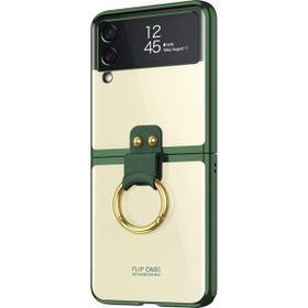 Microsonic Samsung Galaxy Z Flip 3 Ring Loft Clear Koyu Yeşil Cep Telefonu Kılıfı