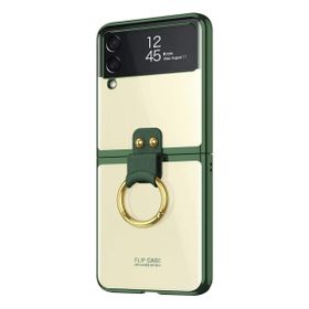 Microsonic Samsung Galaxy Z Flip 3 Ring Loft Clear Koyu Yeşil Cep Telefonu Kılıfı