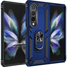 Microsonic Samsung Galaxy Z Fold 4 Military Ring Holder Lacivert Cep Telefonu Kılıfı