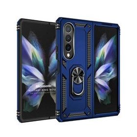 Microsonic Samsung Galaxy Z Fold 4 Military Ring Holder Lacivert Cep Telefonu Kılıfı