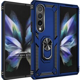 Microsonic Samsung Galaxy Z Fold 4 Military Ring Holder Lacivert Cep Telefonu Kılıfı
