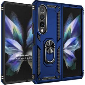 Microsonic Samsung Galaxy Z Fold 4 Military Ring Holder Lacivert Cep Telefonu Kılıfı