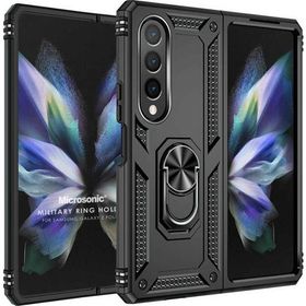 Microsonic Samsung Galaxy Z Fold 4 Military Ring Holder Siyah Cep Telefonu Kılıfı