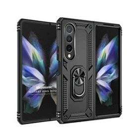 Microsonic Samsung Galaxy Z Fold 4 Military Ring Holder Siyah Cep Telefonu Kılıfı