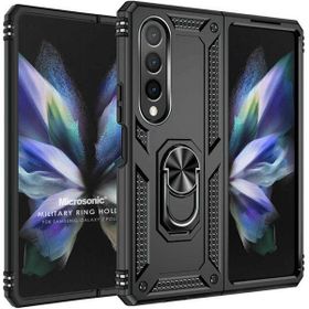 Microsonic Samsung Galaxy Z Fold 4 Military Ring Holder Siyah Cep Telefonu Kılıfı