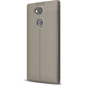 Microsonic Sony Xperia L2 Deri Dokulu Silikon Gri Kılıf
