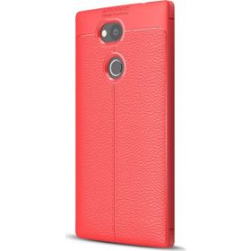 Microsonic Sony Xperia L2 Deri Dokulu Silikon Kırmızı Kılıf