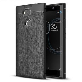 Microsonic Sony Xperia L2 Deri Dokulu Silikon Siyah Kılıf