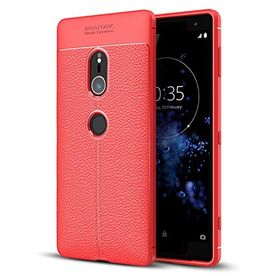 Microsonic Sony Xperia XZ2 Deri Dokulu Silikon Kırmızı Kılıf