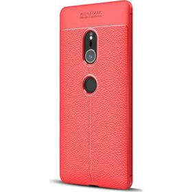 Microsonic Sony Xperia XZ2 Deri Dokulu Silikon Kırmızı Kılıf