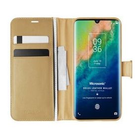 Microsonic TCL 10 Plus Delux Leather Wallet Gold Cep Telefonu Kılıfı