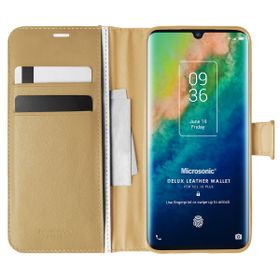 Microsonic TCL 10 Plus Delux Leather Wallet Gold Cep Telefonu Kılıfı