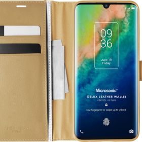 Microsonic TCL 10 Plus Delux Leather Wallet Gold Cep Telefonu Kılıfı