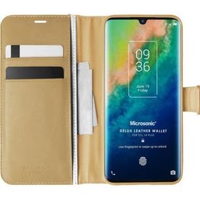 Microsonic TCL 10 Plus Delux Leather Wallet Gold Cep Telefonu Kılıfı