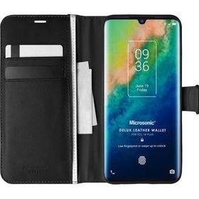 Microsonic TCL 10 Plus Delux Leather Wallet Siyah Cep Telefonu Kılıfı