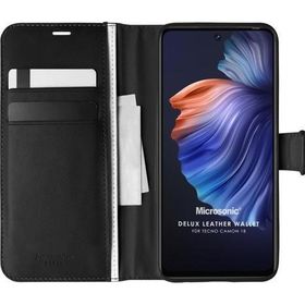 Microsonic Tecno Camon 18 Delux Leather Wallet Siyah Kılıf