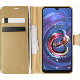 Microsonic Vestel Venüs E5 Delux Leather Wallet Gold Cep Telefonu Kılıfı